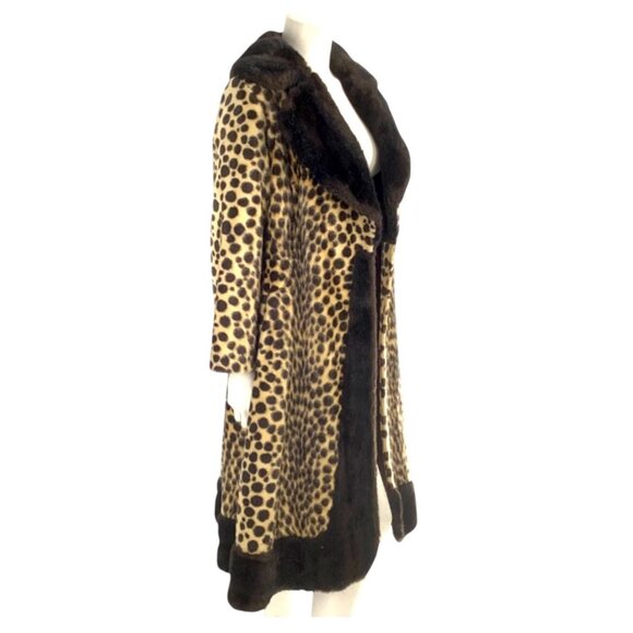 VTG 60s Hudson's Detroit Faux Fur Animal Print Coat L Penny Lane Cheetah Leopard - Picture 3 of 11